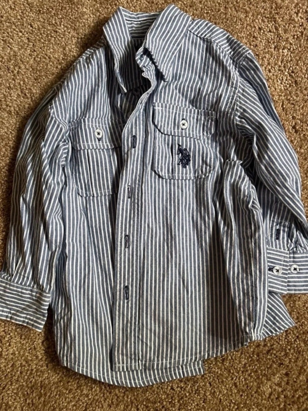 Polo by Ralph Lauren Navy & White Striped Button-Down Shirt
